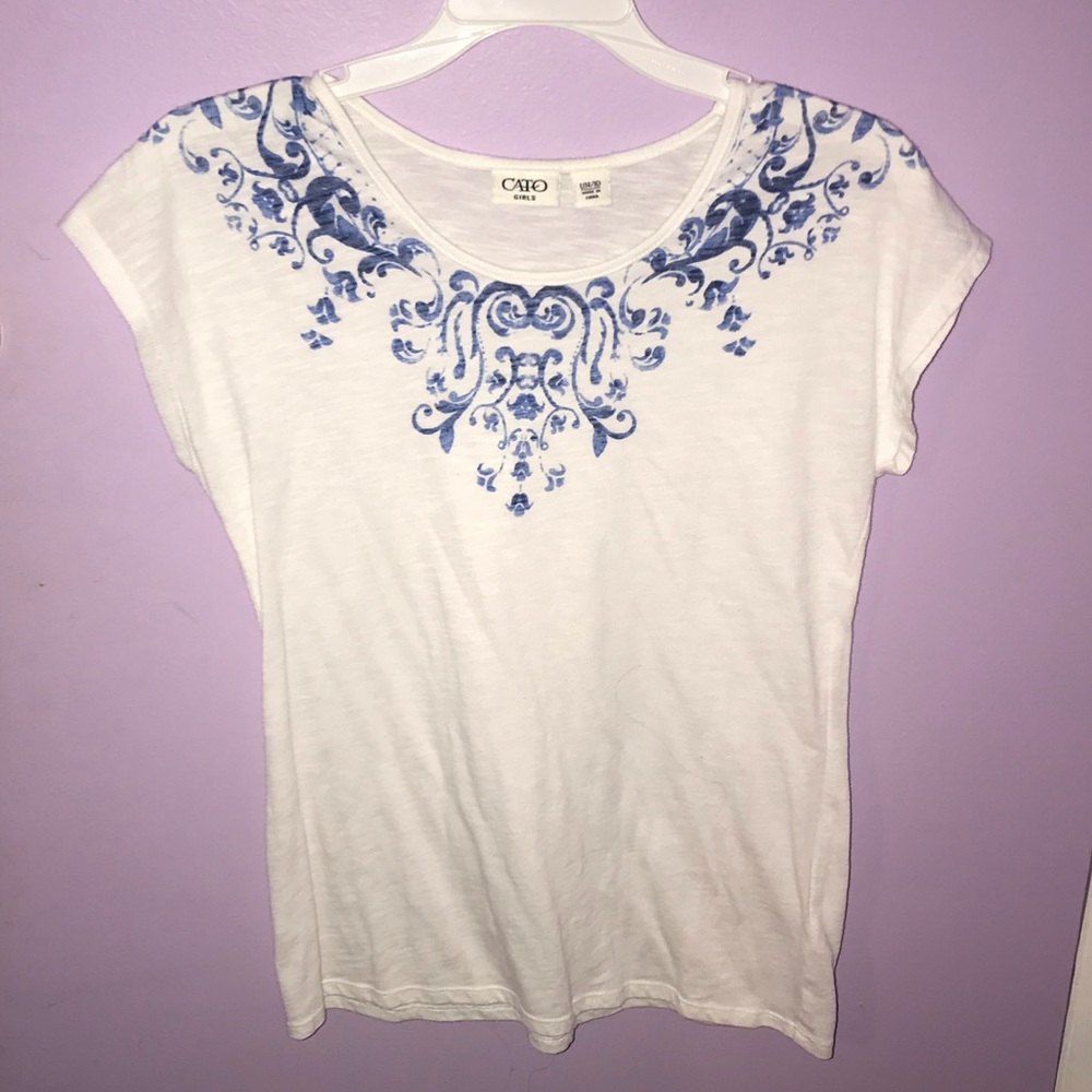 Cato white and blue patterned shirt size L (14/16)